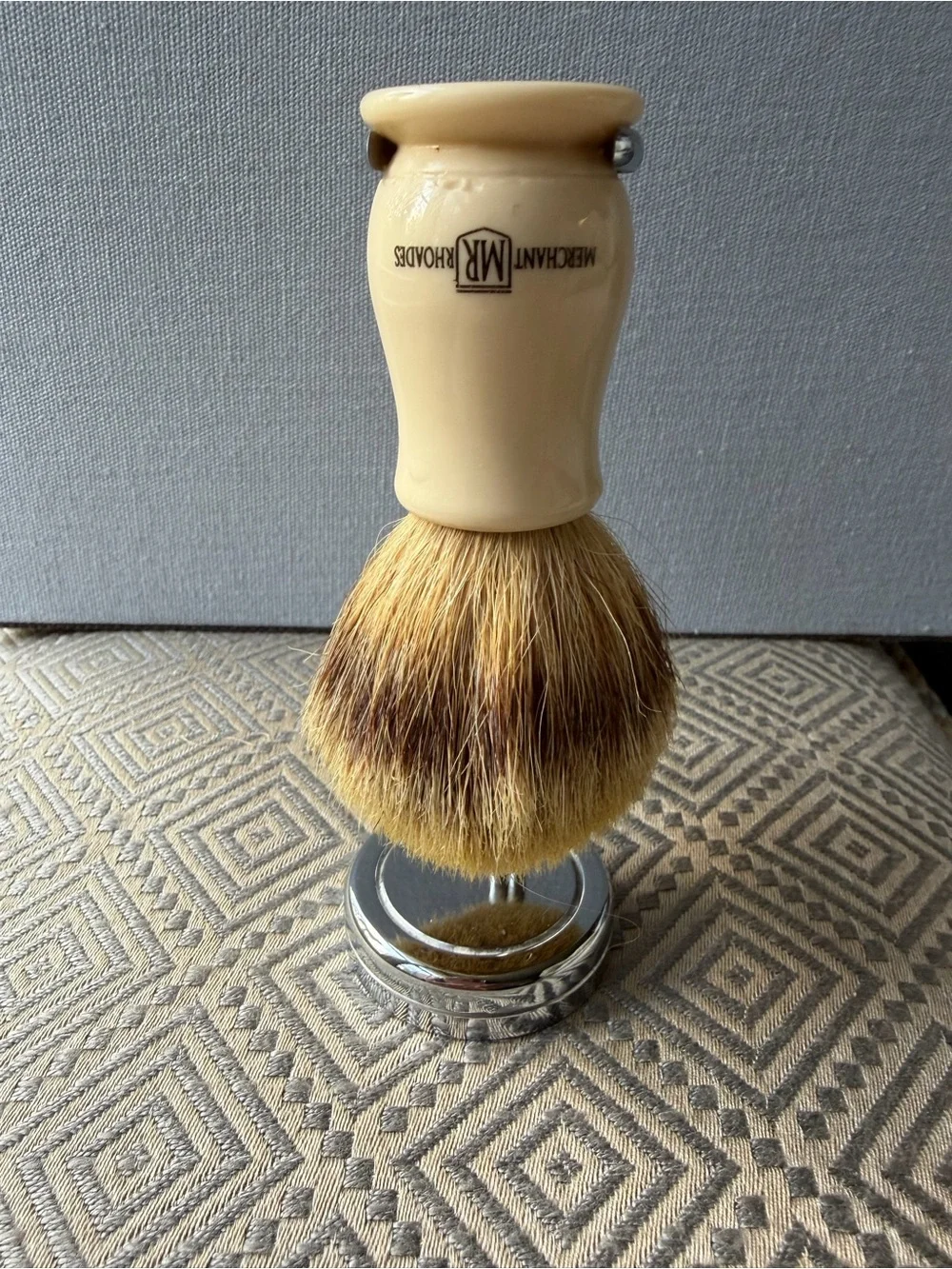 Ivory Shaving Brush – super Badger England With Stand/ Merchant Rhoades